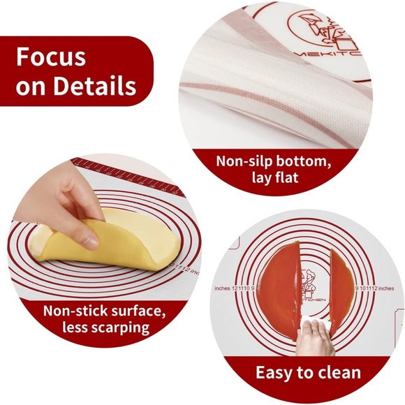 Bread Mat Silicone Non Stick Pastry Mat Oven Liner Baking Supplies Sheet Red SR4 - Picture 4 of 6